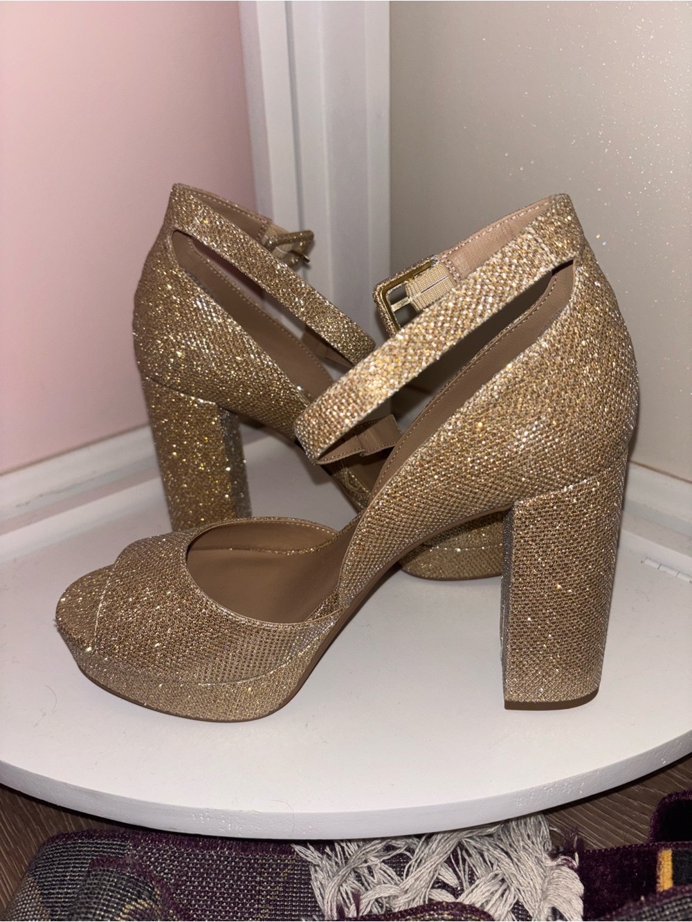 Gold platform heels